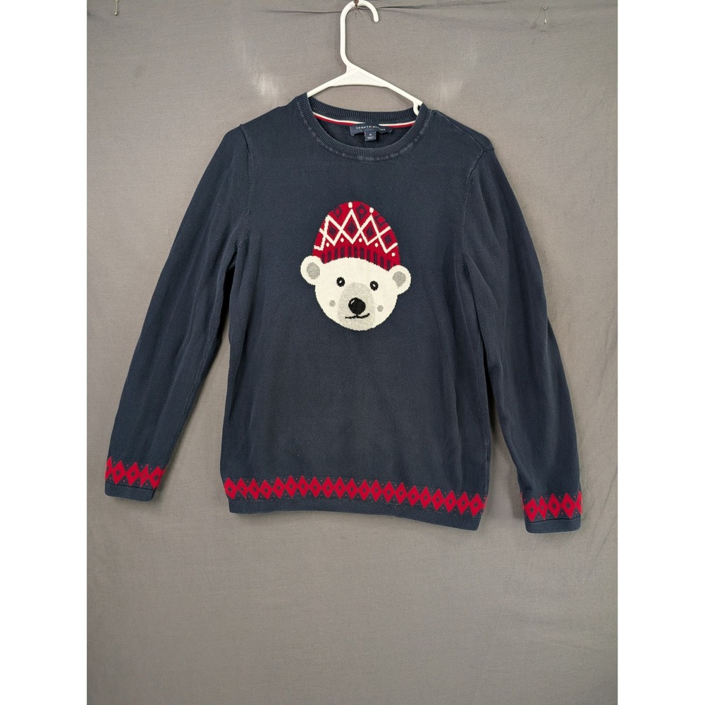 Tommy Hilfiger Polar Bear Holiday Sweater Navy Blue Red Mens Medium